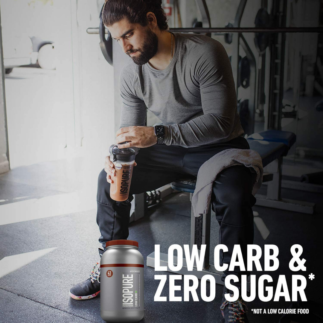 Isopure Low Carb Protein Powder Dutch Chocolate 3lbs, Gluten & Lactose Free