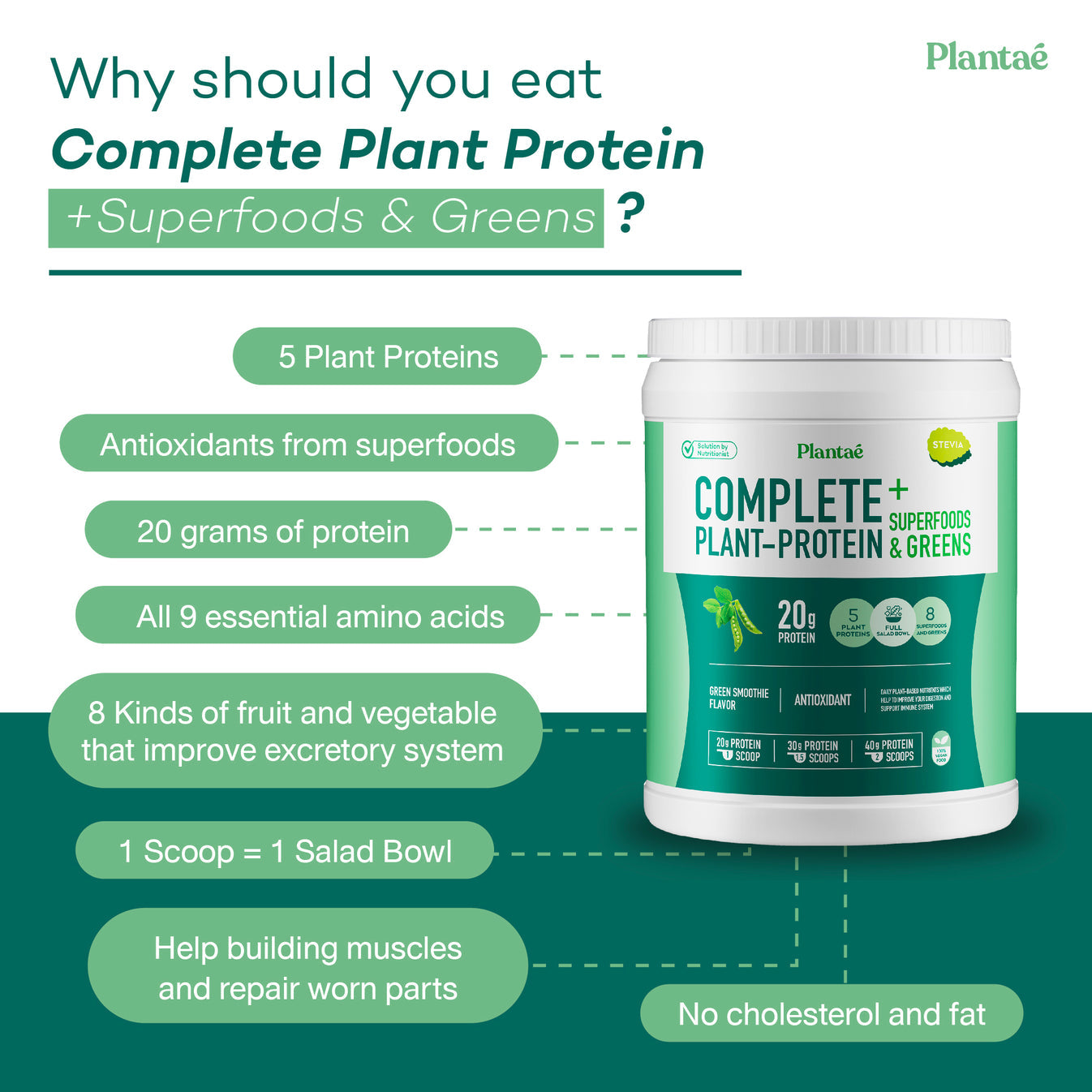 Plantae Complete Plant Protein with Superfoods & Greens