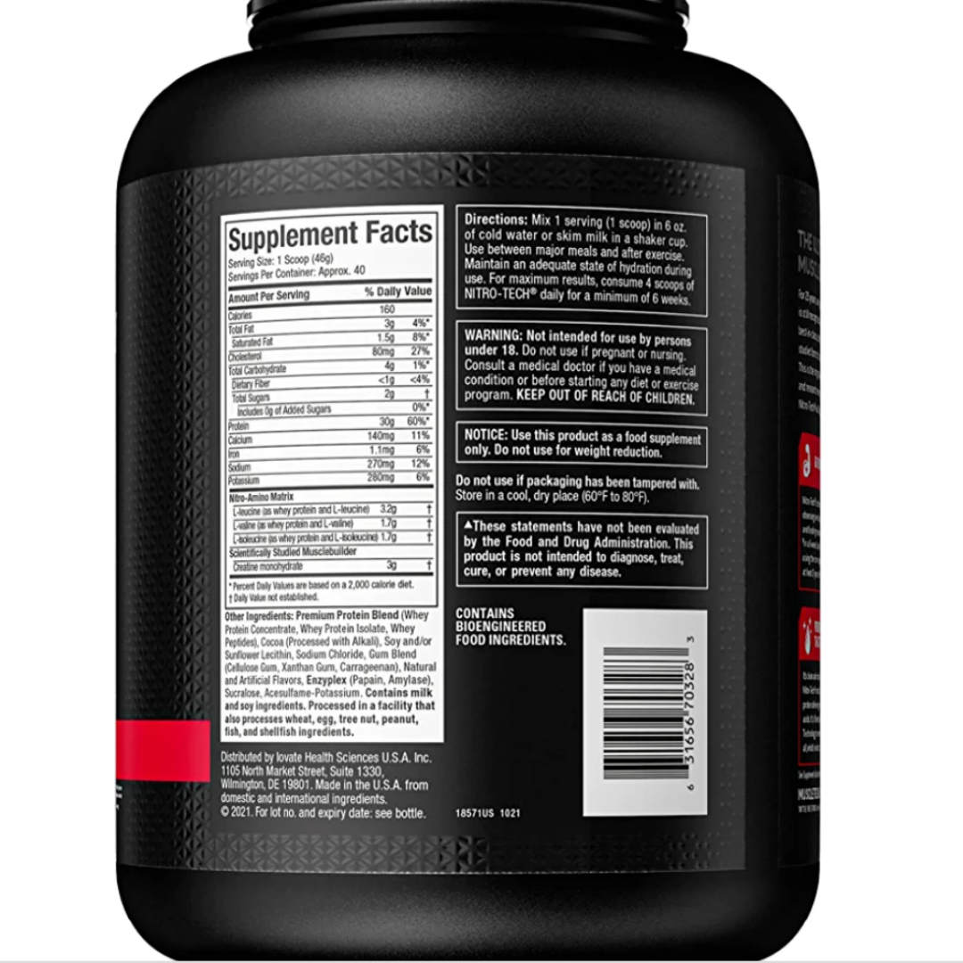 MuscleTech Nitro-Tech Whey Protein Isolate & Peptides 4lbs