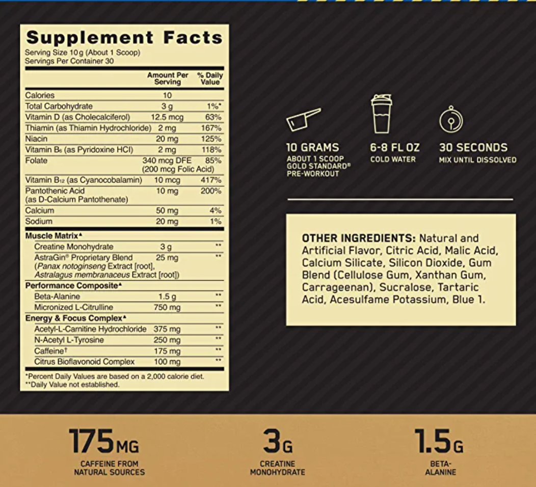 Optimum Nutrition Gold Standard Pre Workout 30 Servings