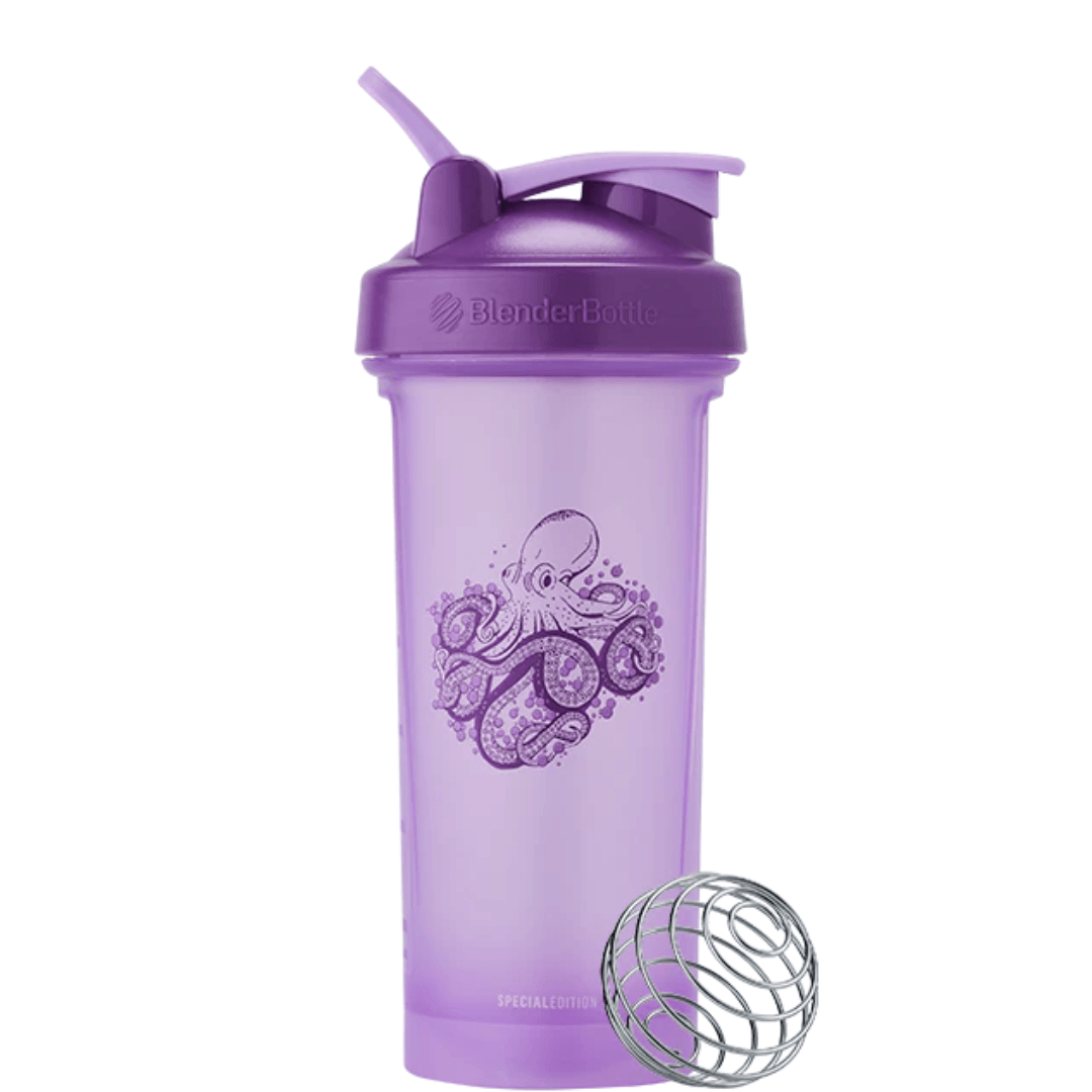 *NEW* Blender Bottle Blank Classic Style Shaker Mixer Cup w/ Purple Lid set  of 2