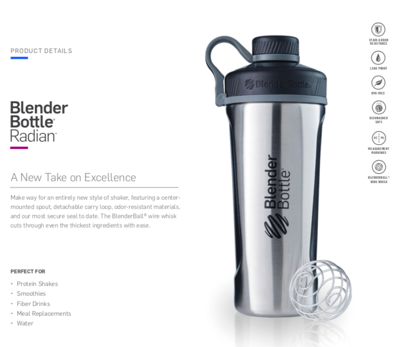 Blender Bottle Radian Stainless Steel